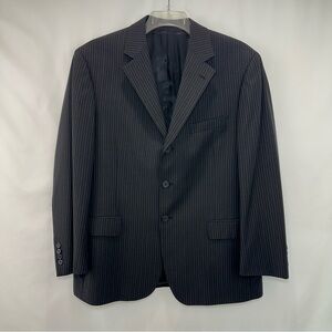 Andrew Fezza Worsted Wool Tonal Charcoal Gray Pinstripe Two-Piece Suit Mens 43S